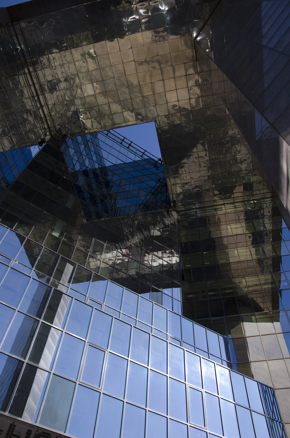 Glass Building with many reflections, London, England