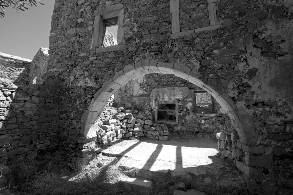 Spinalonga Island (Former Leper Colony,) Elounda, Lassithi Nomos, Crete, Greece 2017 in Black & White