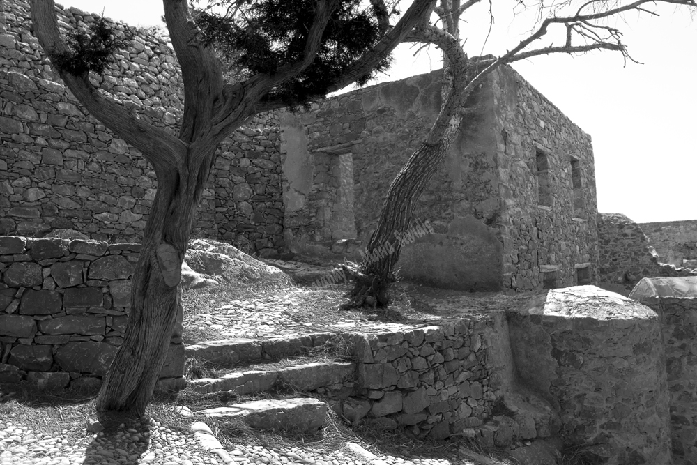 Spinalonga Island (Former Leper Colony,) Elounda, Lassithi Nomos, Crete, Greece 2017 in Black & White