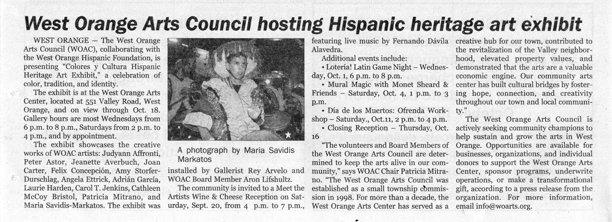 West Orange Arts Council hosting Hispanic Heritage Art Exhibit